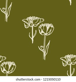 floral wild flowers seamless pattern hand drawn