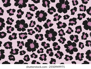 Vector de leopardo salvaje floral dibujado a mano