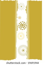 floral window torn brown paper vector