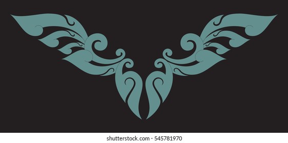 Floral Wings Butterfly Vector Illustration Tattoo Stock Vector (Royalty