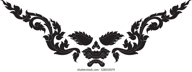 Floral Wings with Giant face Vector illustration, Image, Tattoo, Sticker, Southeast Asia Art Design