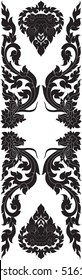 floral wings with twins dragon heads and giant face vector illustrations, tattoos, stickers, images / southeast asia art design