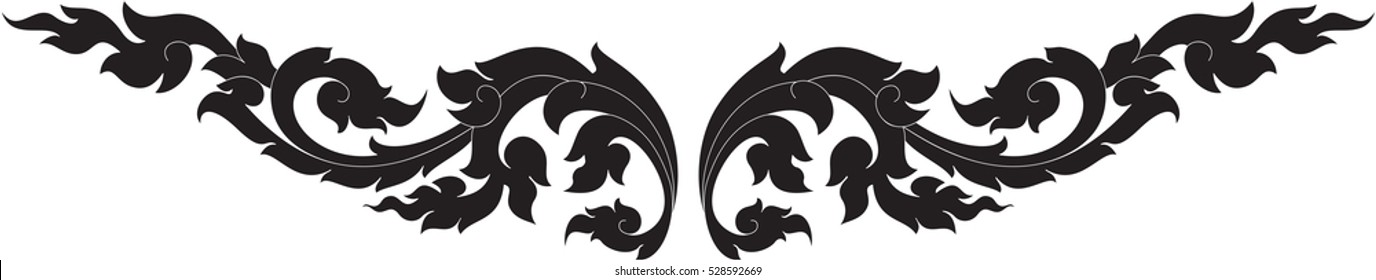 Floral Wings Vector illustration, Image, Tattoo, Sticker, Southeast Asia Art Design