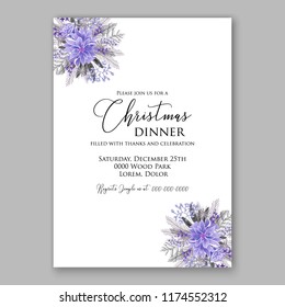 Floral winter background for wedding invitation, christmas party invitation, baby shower invitation bridal shower invitation vector template. Anemone peony poppy poinsettia fir pine branch wreath