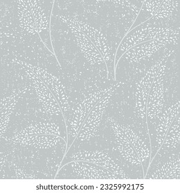 Floral winter seamless pattern. Snow forest texture. Snowy branches with dotted leaves Artistic winter holiday christmas drawn  background