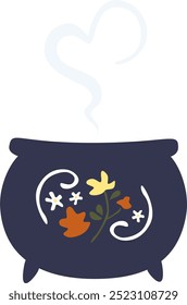 Floral Witch's Cauldron with Magical Steam