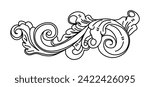 floral wooden carving pattern illustration, simple vector art 