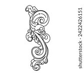 floral wooden carving pattern illustration, simple vector art 