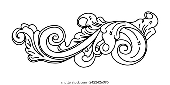 floral wooden carving pattern illustration, simple vector art 