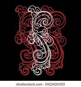 floral wooden carving pattern illustration, simple vector art 