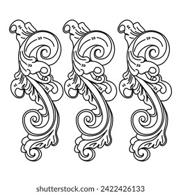floral wooden carving pattern illustration, simple vector art 