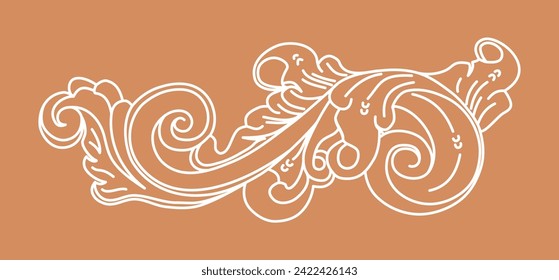 floral wooden carving pattern illustration, simple vector art 