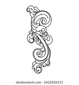 floral wooden carving pattern illustration, simple vector art 