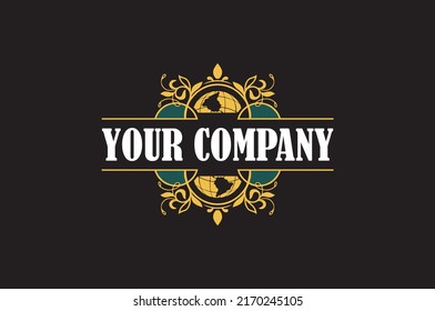 floral world luxury logo vintage