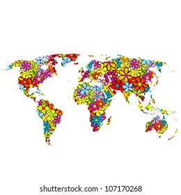 Floral world map