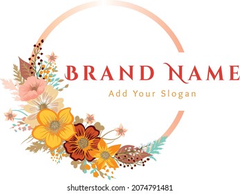 Floral wreath Autumn logo design