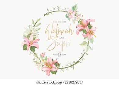 floral wreath and background floral lily design