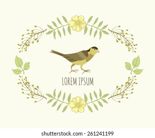 Floral wreath and bird