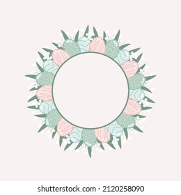Floral wreath, floral border, easter egg wreath, vector illustration, card, invitation, border