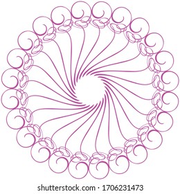 Borde floral, elemento de diseño vectorial, forma redondeada de color púrpura, aislado en blanco