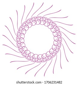 Floral wreath border, vector design element purple color round shape, isolated on white
