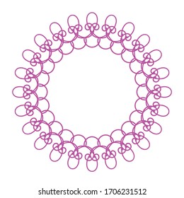 Borde floral, elemento de diseño vectorial, forma redondeada de color púrpura, aislado en blanco