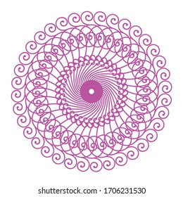 Floral wreath border, vector design element purple color round shape, isolated on white