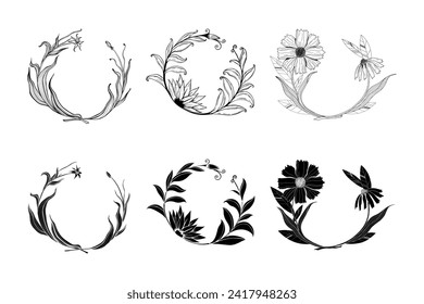 Floral Wreath branch. Vector illustration