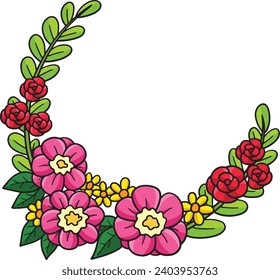 Floral Wreath Cartoon Colored Clipart Illustration