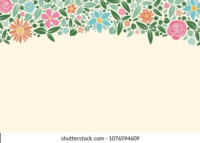 Floral wreath - concept of a spring background with colourful flowers. Vector.