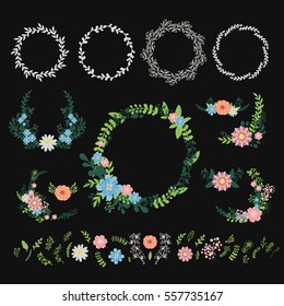 Floral wreath decoration vector.
