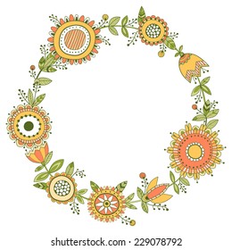 Floral wreath, decorative frame with place for text