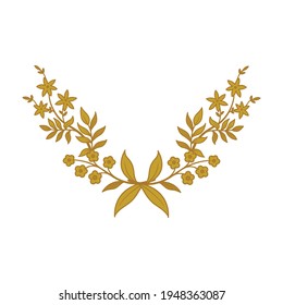 Floral y elementos de diseño. Esbozo decorativo dibujado a mano y gráficos dorados. Parte del conjunto.