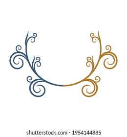 Floral y elementos de diseño. Esbozo decorativo dibujado a mano y gráficos dorados. Parte del conjunto.