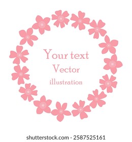 Floral wreath design featuring soft pink flowers and customizable text for creative projects and decoration.