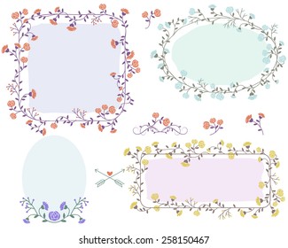 Floral Wreath Different Shapes Stock Vector (Royalty Free) 258150467 ...