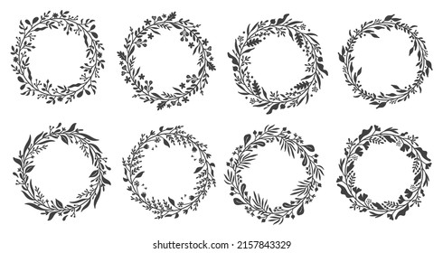 Floral Wreath Doodle Design Element Vector Clip Art