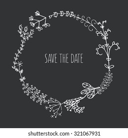 Floral wreath doodle save the date