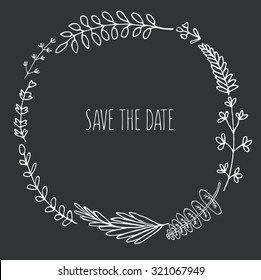 Floral wreath doodle save the date