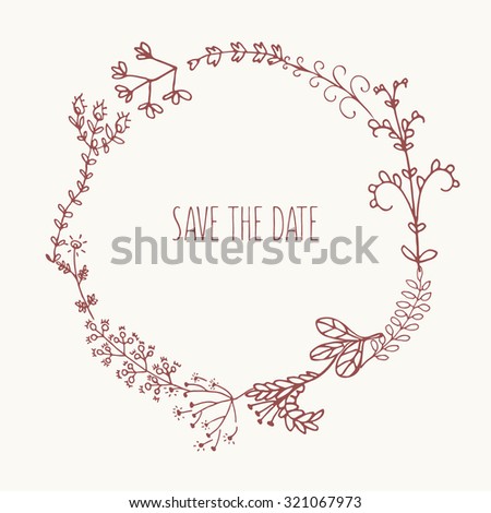 Floral wreath doodle save the date