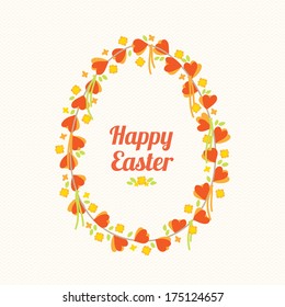 Floral wreath. Easter greeting card 