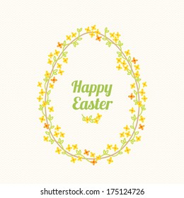 Floral wreath. Easter greeting card