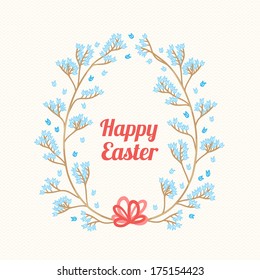 Floral wreath. Easter greeting card 