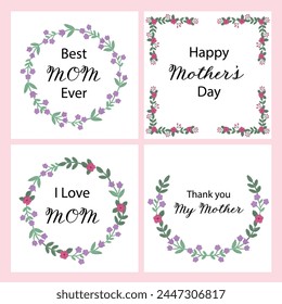 floral wreath flower frame card poster mothers day card mom vector file