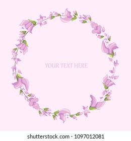 Floral wreath with flower .Frame for your text. Vector illustration.