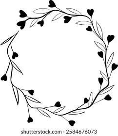 floral wreath with flower hearts