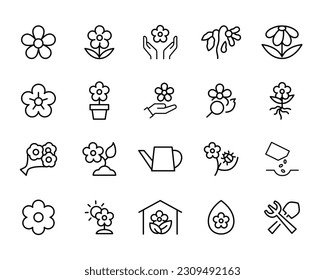 floral wreath Flower icon set collection nature, bouquets, flowers, bloom icons vector symbol logo illustration line editable stroke outline