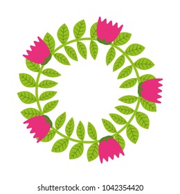floral wreath flowers and leaves foliage decoration vector illustration