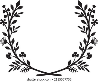 Floral wreath (flowers and plants, monogram design frame)