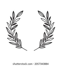 Floral wreath frame hand-drawn vector illlustration on white background